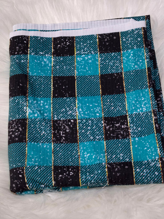 TURQUOISE PLAID RIB